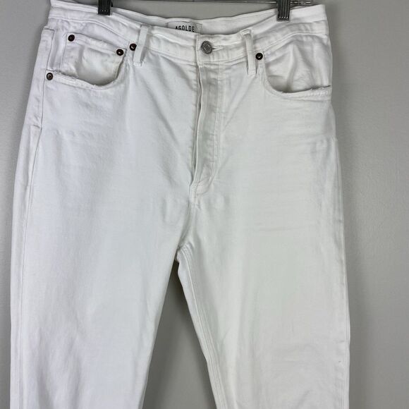 AGolde Jeans Women 29 White 90s Straight Button Fly Denim Jeans Beach Vacation - Picture 2 of 7